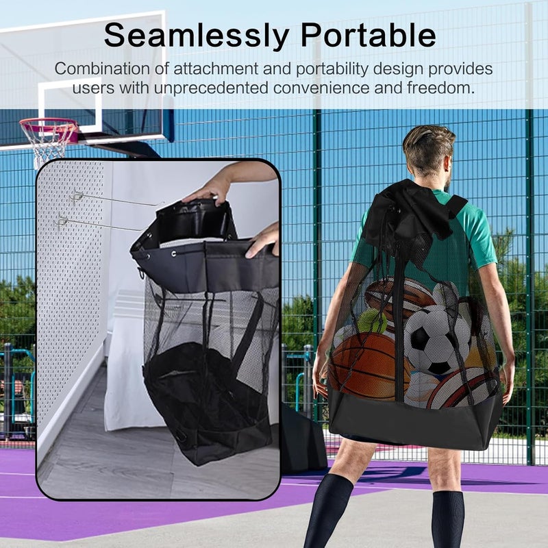 Skipwall Pegboard Baskets,Pegboard Wall Organizer with Take and Go Design,Extra Large (26*18*11 Inches) Mesh Peg Board Organizer Accessories ,Easy Access Zipper for Home Sport Garage Storage (EXTRA LARGE) - Image 2